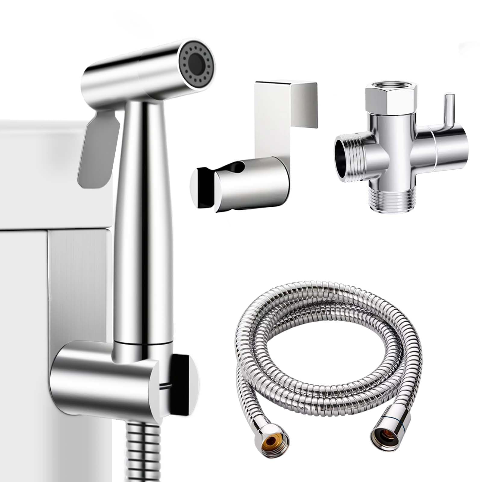 Handheld Bidet Douche Shower Spray for Toilet, Stainless Steel Bidet Shattaf Sprayer Kit Bathroom Cloth Diaper Washer Shower Head for Personal Hygiene