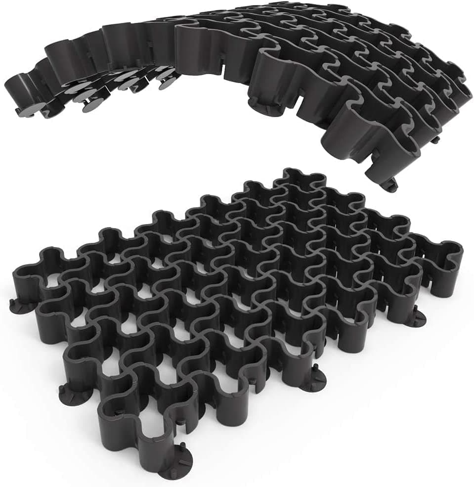 Standartpark Vodaland Permeable Pavers - EasyPave Grass & Gravel Driveway Grid - Load Class A-D, 100% Recycled PPE Plastic Pavers, 2" Depth, 35 Sq Ft/ 14 Units, Black