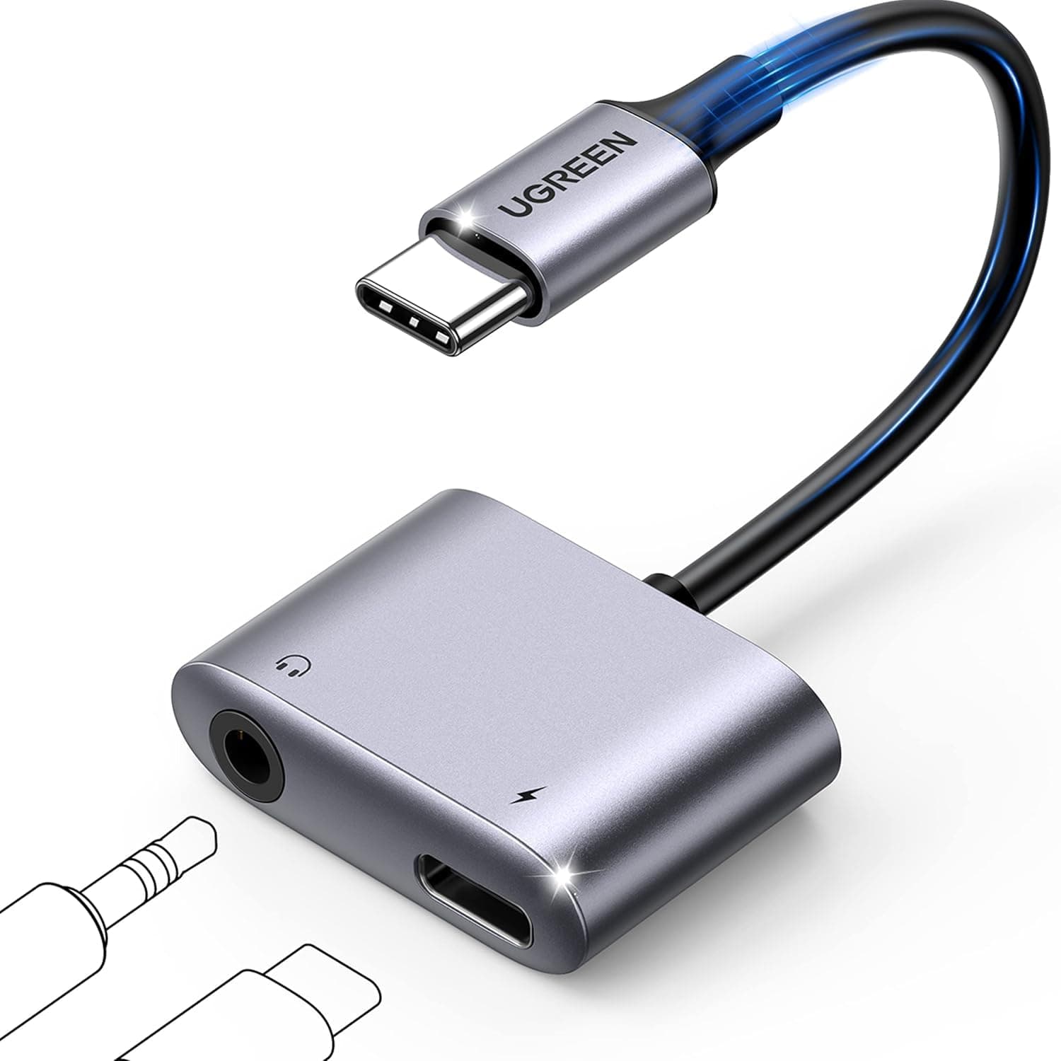 USB C to 3.5mm Jack and Charger Adapter DAC PD 60W Fast Charge Type C Aux Headphone Splitter Compatible with Galaxy S24 S23 Ultra S22 S21 S20 FE iPad Pro 12.9 iPad Air 5 4 Mini 6 Pixel 5 4 XL