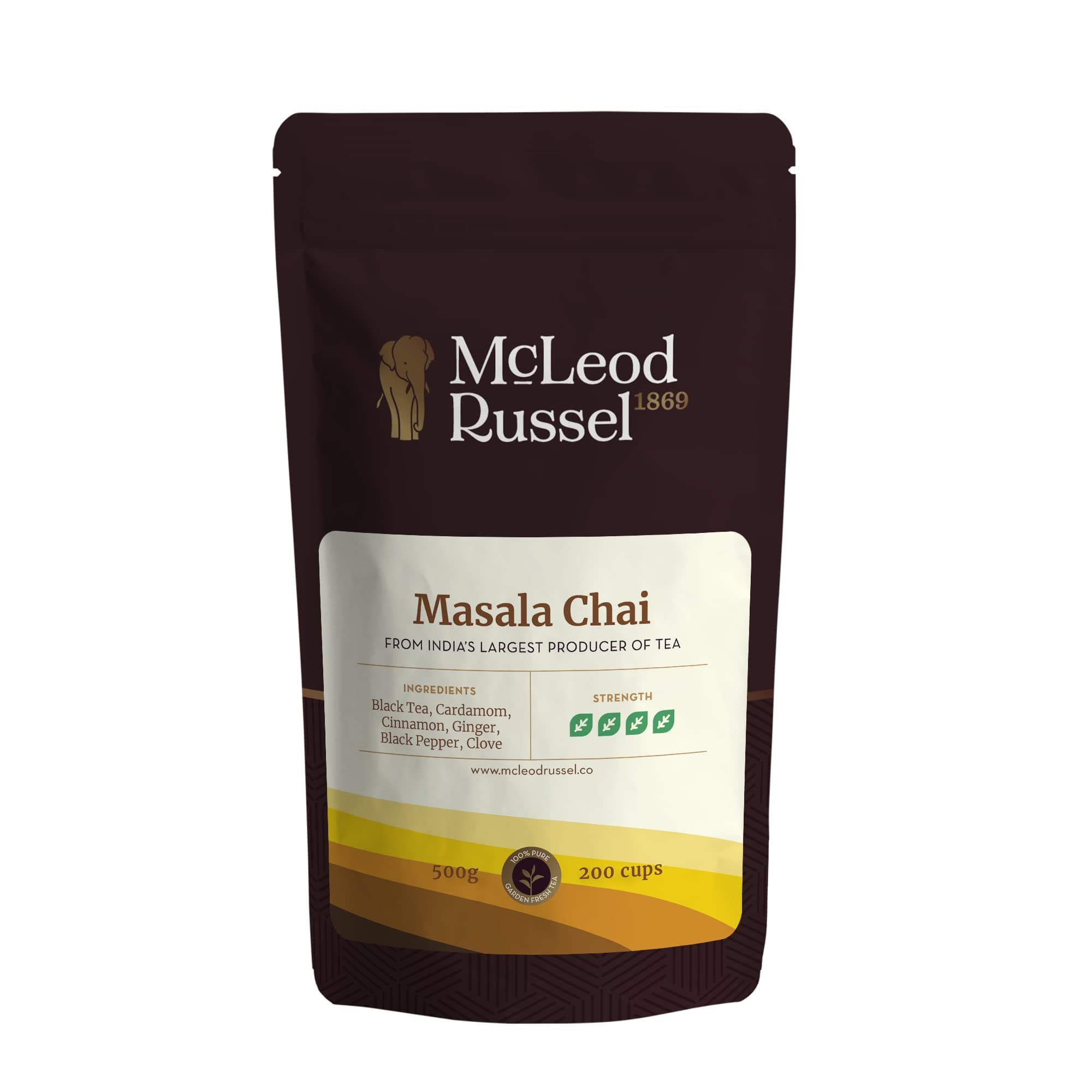 McLEOD RUSSEL 1869 Masala Chai, 500G, Garden Fresh Ctc Tea, Loose Leaf, 100% Natural Spices, Immunity-Booster, 200+ Cups, Assam, 500 Gram