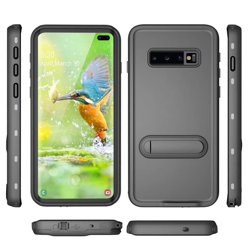 Samsung Galaxy S10 Plus Case - Waterproof Case for Samsung Galaxy S10 Plus with Stand Full Body Cell Phone Case for Galaxy S10+ with Built in Screen Bumper Case Stand Case for S10+ Cover for Men Women