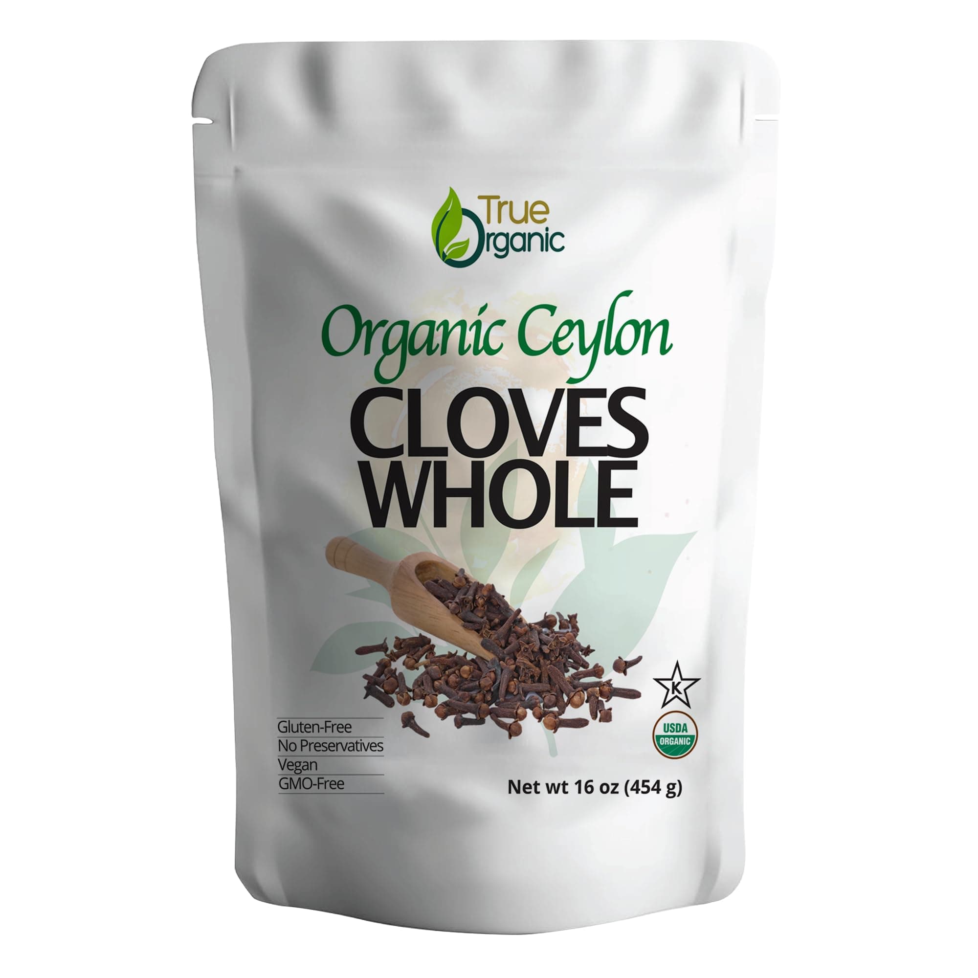 True Organic Ceylon Cloves Whole, 1 lb, Premium Grade, USDA Organic & Kosher Certified, Non-GMO, Fresh Organic Cloves Bulk, Ceylon Premium Quality (16 Ounces)
