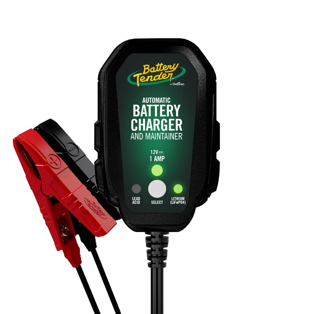 Battery Tender Junior Charger and Maintainer: 12 Volt, 800mA Battery Charger for Lead Acid and Lithium Batteries - Switchable Battery Charger for Powersports - 022-0199-DL-WH