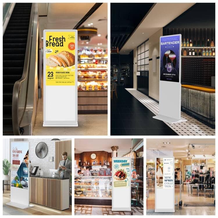 YCKJNB 37 inch Indoor Digital Signage Touchscreen IPS Floor Standing Digital Kiosks Interactive Displays with WiFi HDMI/USB Input Auto AD Player, Android OS White