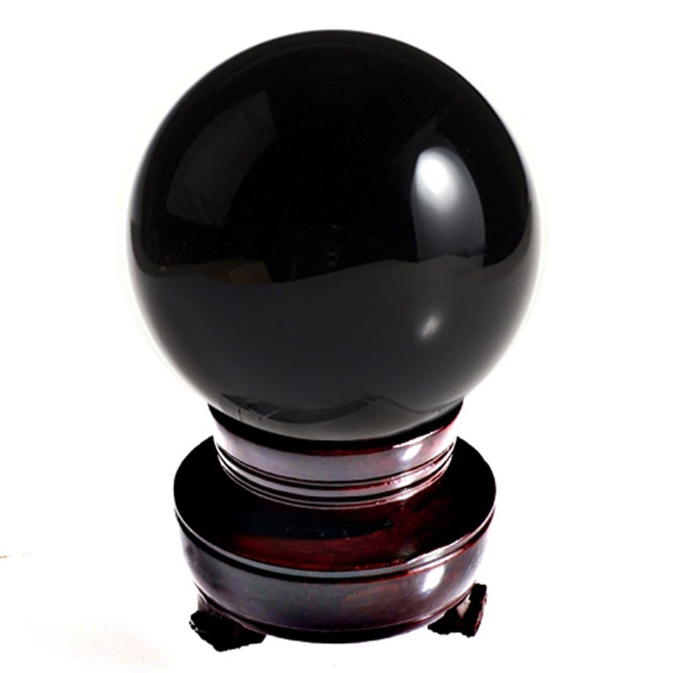 Moonlight Mysteries 2" (50Mm) Natural Black Obsidian Divination Sphere Crystal Ball With Stand