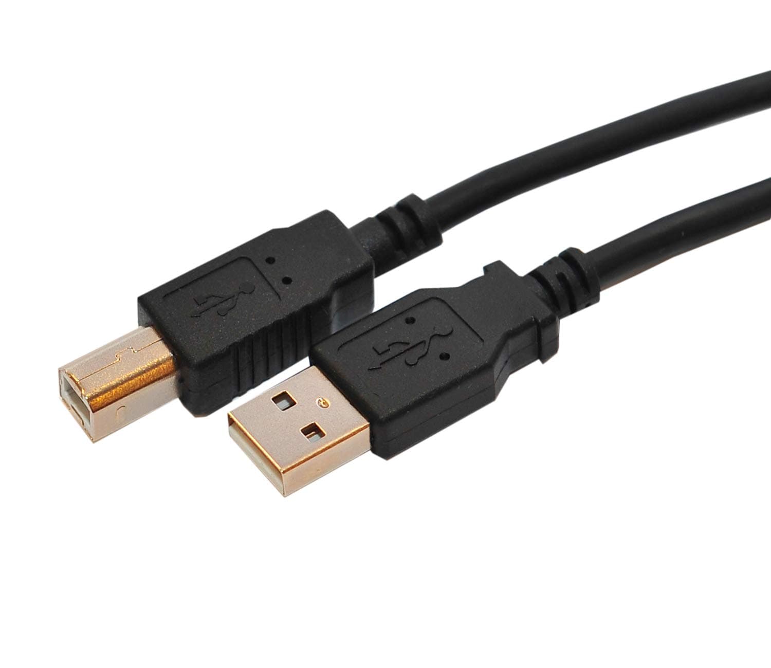 Rhombutech® - 10 m premium USB 2.0 Hi-Speed cable A/B, printer cable / connection cable, USB A male to USB B male, high-quality workman, double shielded for plug connection (10 m, black).