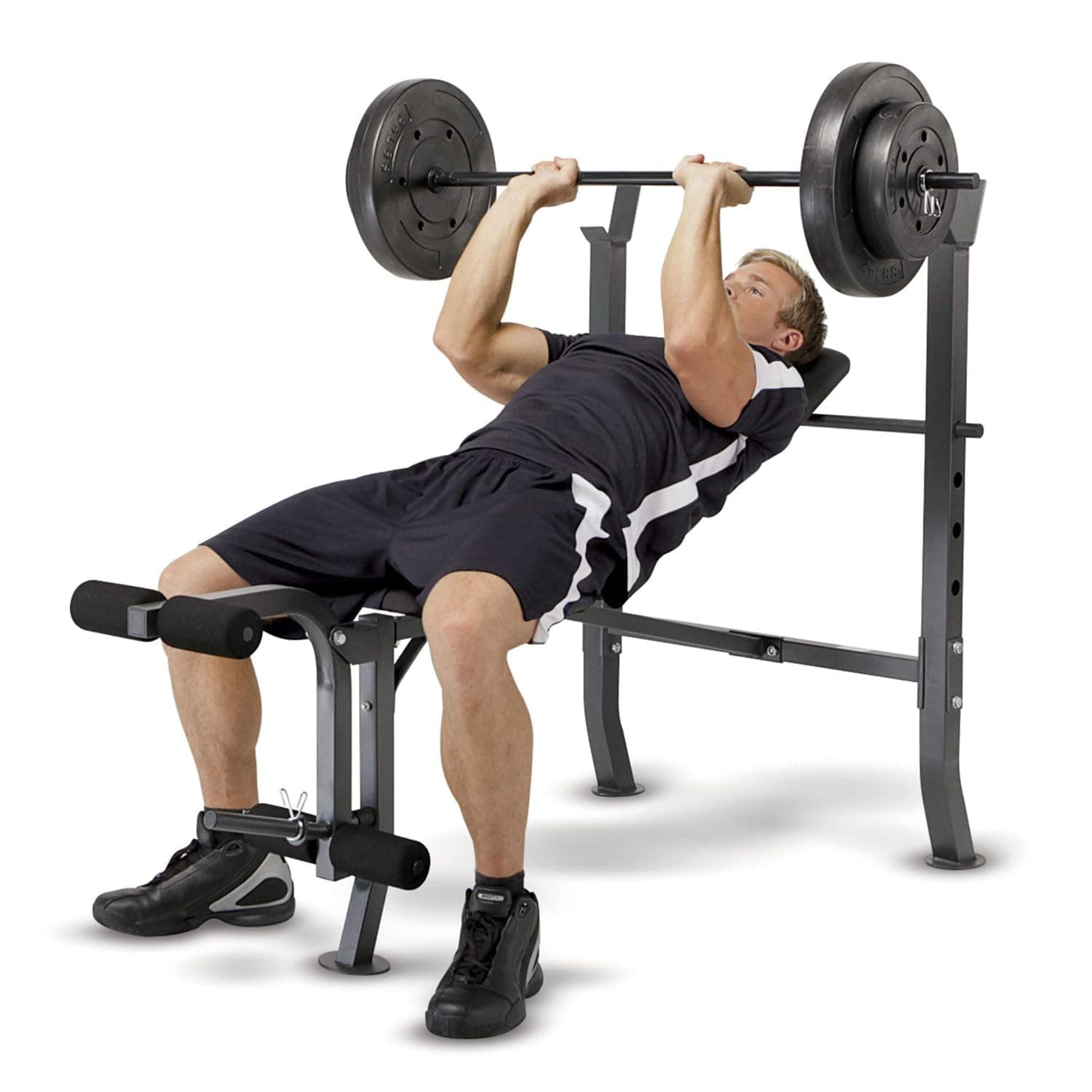 Marcy Standard Bench with 100 lbs Weight Set, 5-Position, 300 Pound Capacity MD-2082W