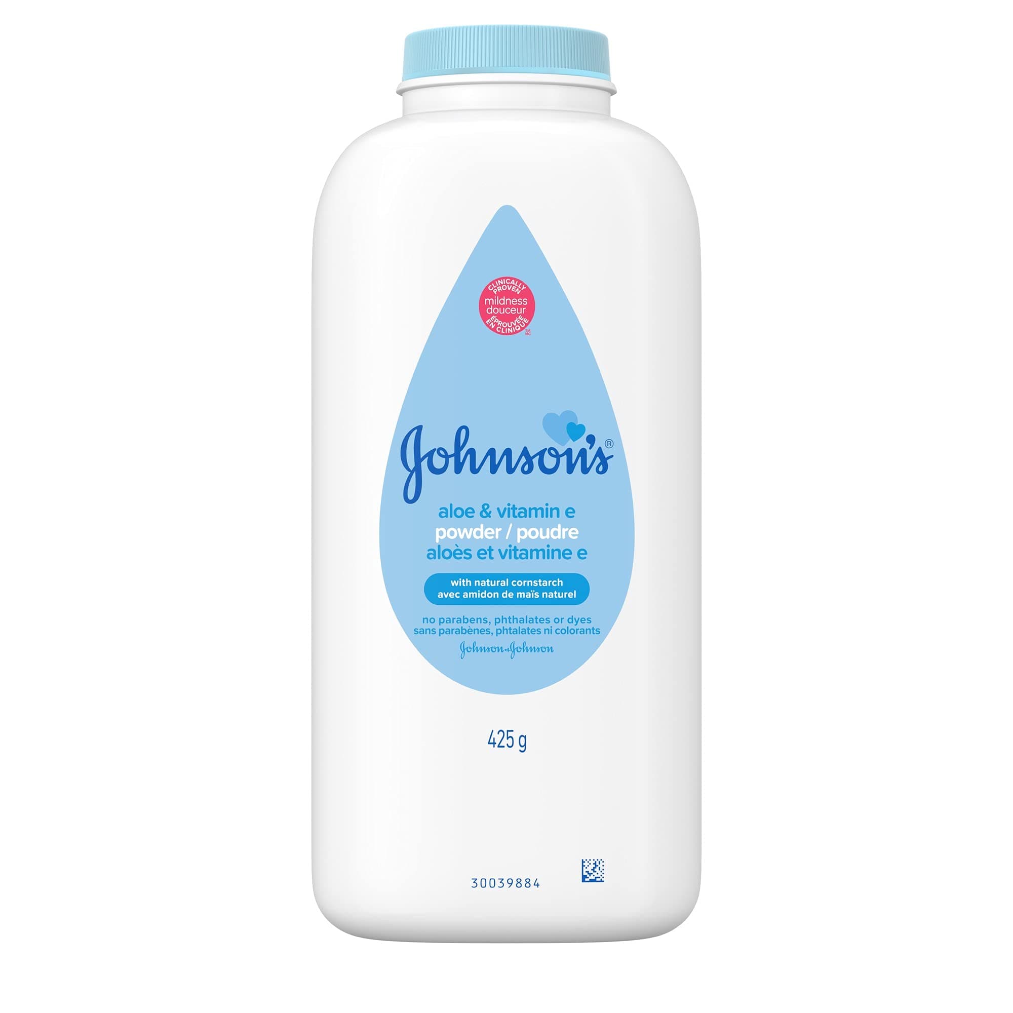 Johnson's Baby Powder, Naturally Derived Cornstarch with Aloe & Vitamin E for Delicate Skin, Hypoallergenic and Free of Parabens, Phthalates, and Dyes for Gentle Baby Skin Care, 15 oz (Pack of 2)