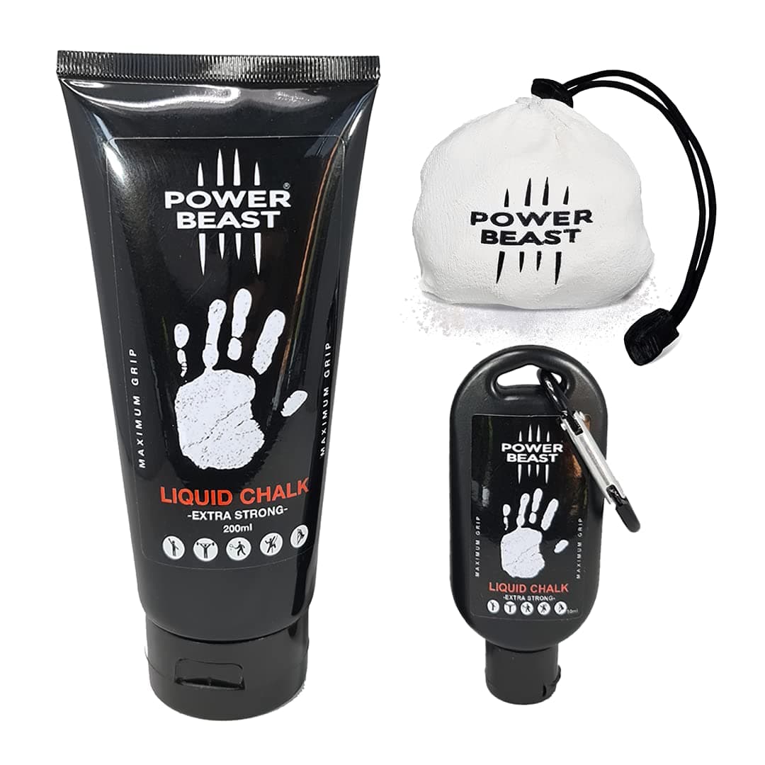 Pack Liquid Chalk, Sport Chalk 200Ml + 50Ml + 60Gr Refillable Chalk Ball, Boulder Chalk, Gymnastics, Rock Climbing, Weightlifting, Pole Dance, Bodybuilding, Tennis, Padel, Gym.