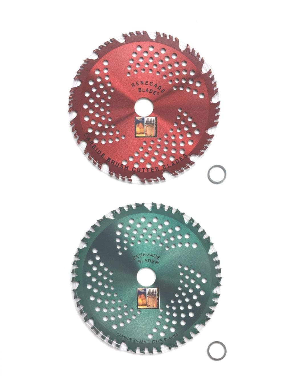 2pk-8"-Combo Pack - (1) 44 Teeth Viper & (1) 56 Teeth Razor - Hybrid Pack - RENEGADE BLADE® - Carbide Brush Cutter Weed Eater Blades - 203mm Diameter