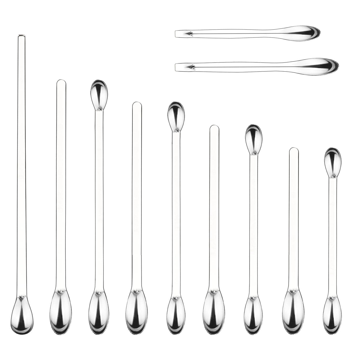 11 Pcs Lab Micro Spoon and Spatula Set, Stainless Steel Double-Ended Lab Spatulas Sampling Spoons Micro Scoopulas Weighting Set