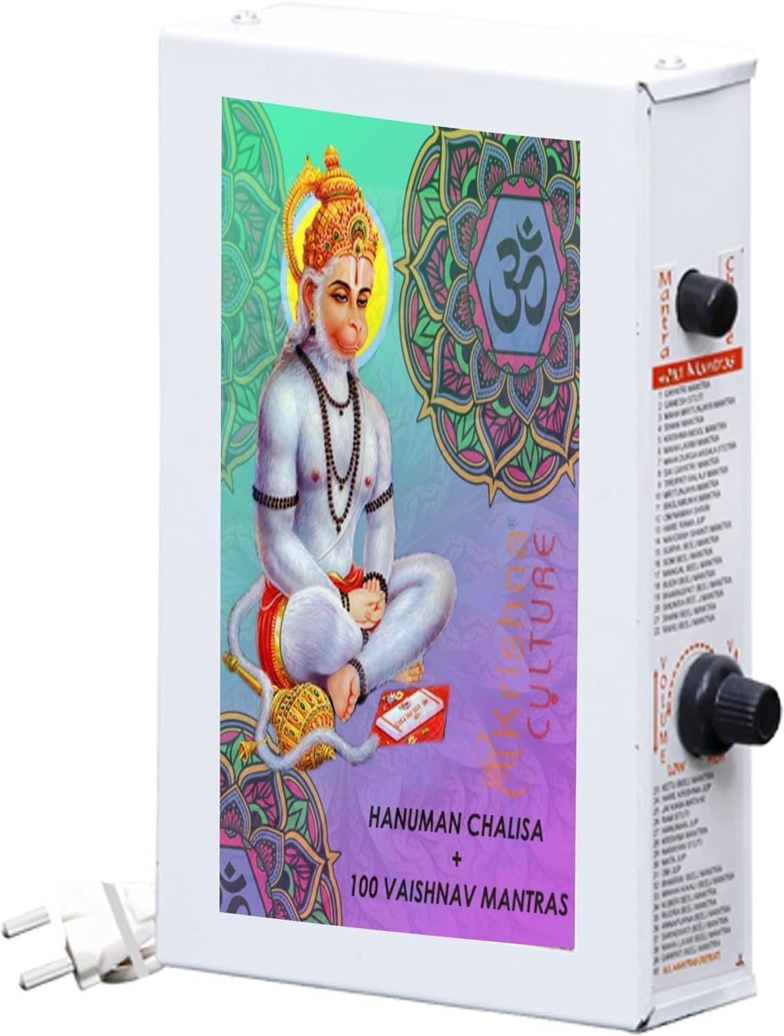 100 in 1 with Hanuman Chalisa + 99 Vaishnav Mantra Chanting Box for Puja and Meditation-Metal-Steel Grey (Sticker Design May Subject to Availability)