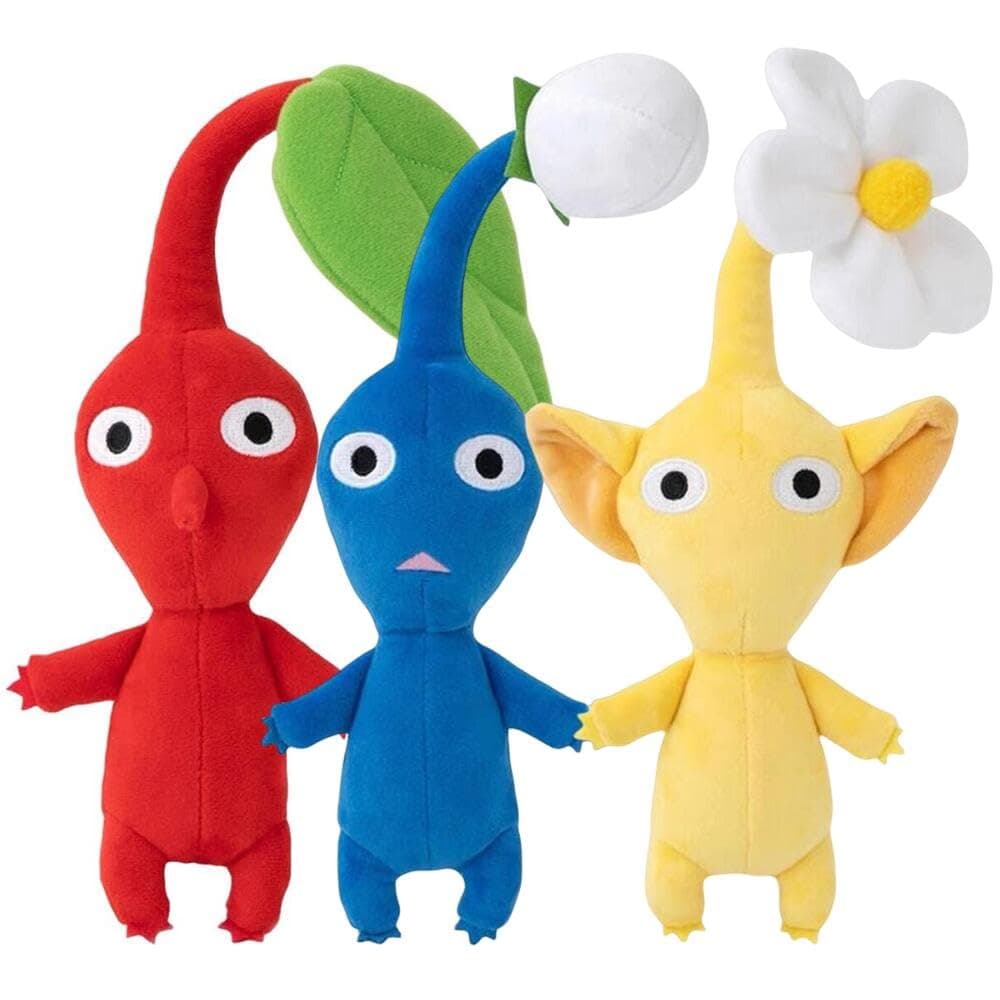 Pikmin Plush, 3 Pcs Red Blue Yellow Pikmin Plushies Toy for Game Fans Gift, Cute Stuffed Animal Doll for Kids Boys and Girls