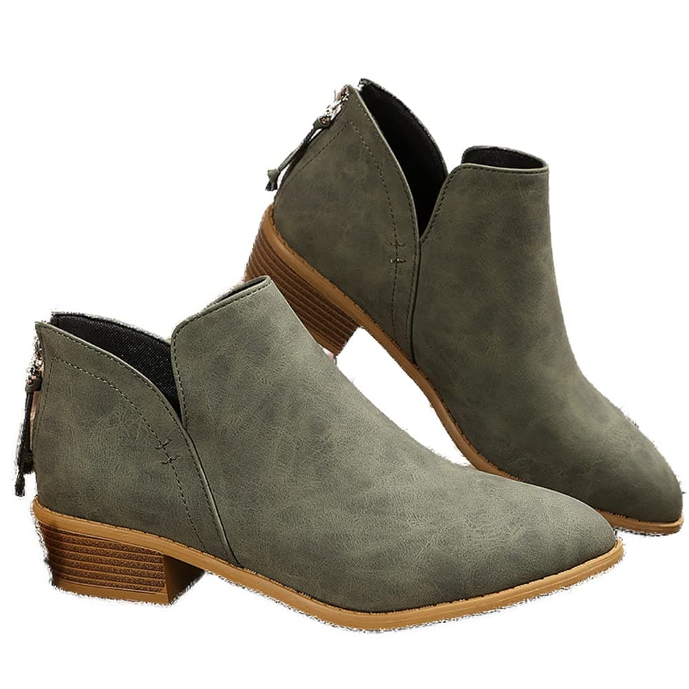 JITUUE Ankle Booties for Women,Women's Casual Dress Low Heeled Booties. V Cut Fashion Thick Heel Design Shoes