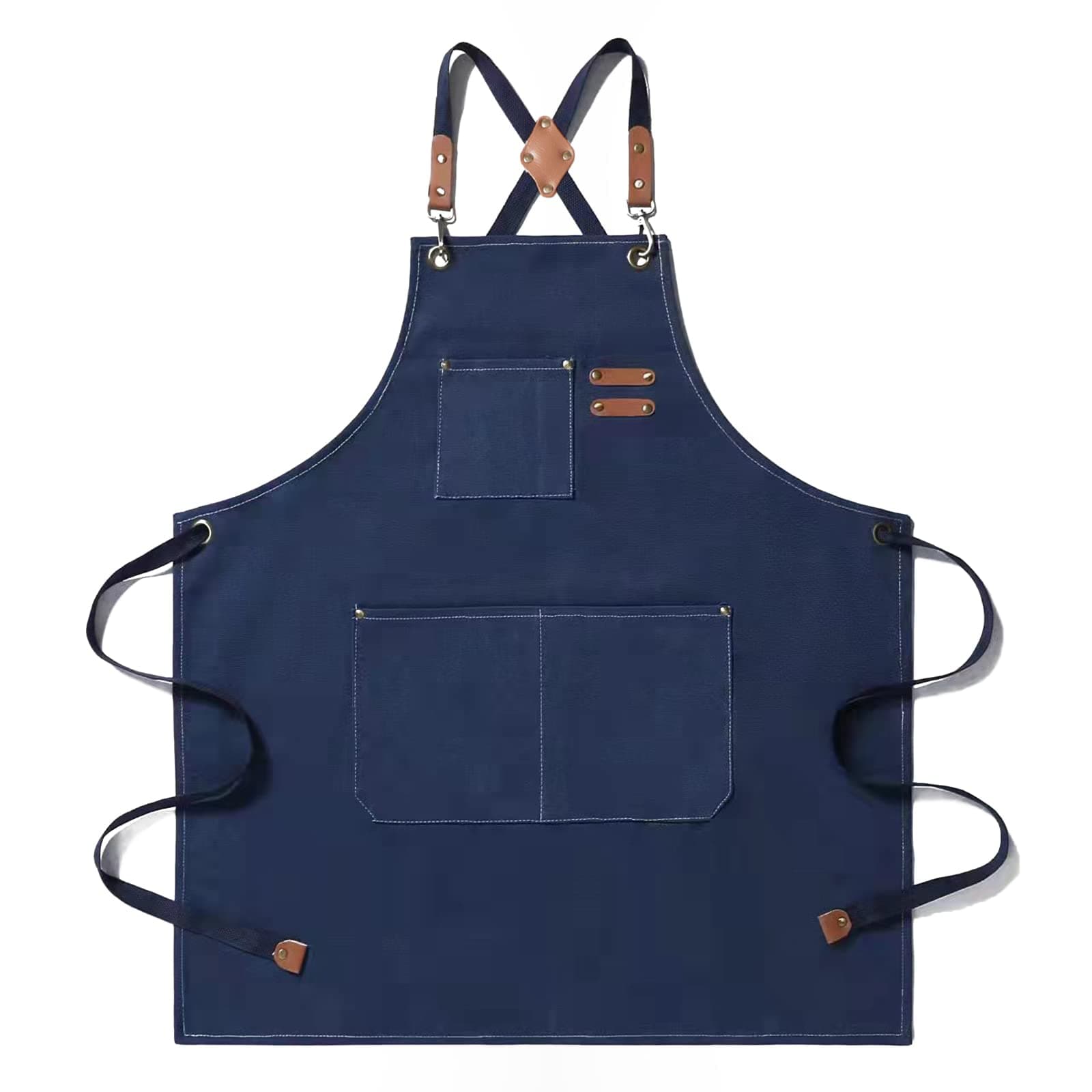 Canvas Cross Back Chef Cotton Aprons for Men Women with Large Pockets