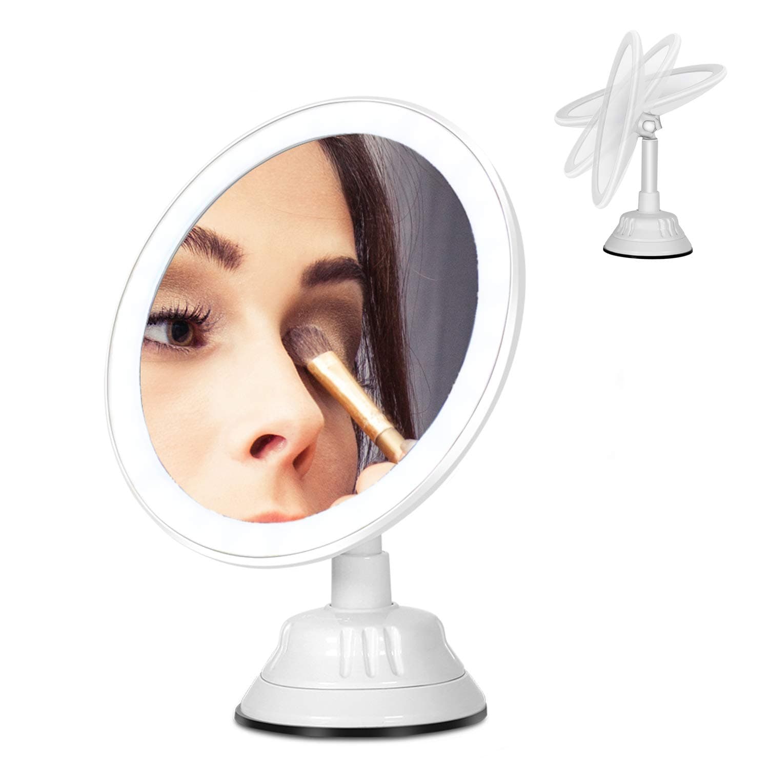 Makeup Mirror 7X Magnifying LED Mirror 360 Degree Rotation with Suction Cup Can Be Adsorbed On The Wall USB Charging Interface 3 Levels of LED Natural Light Adjustment Portable Detachable