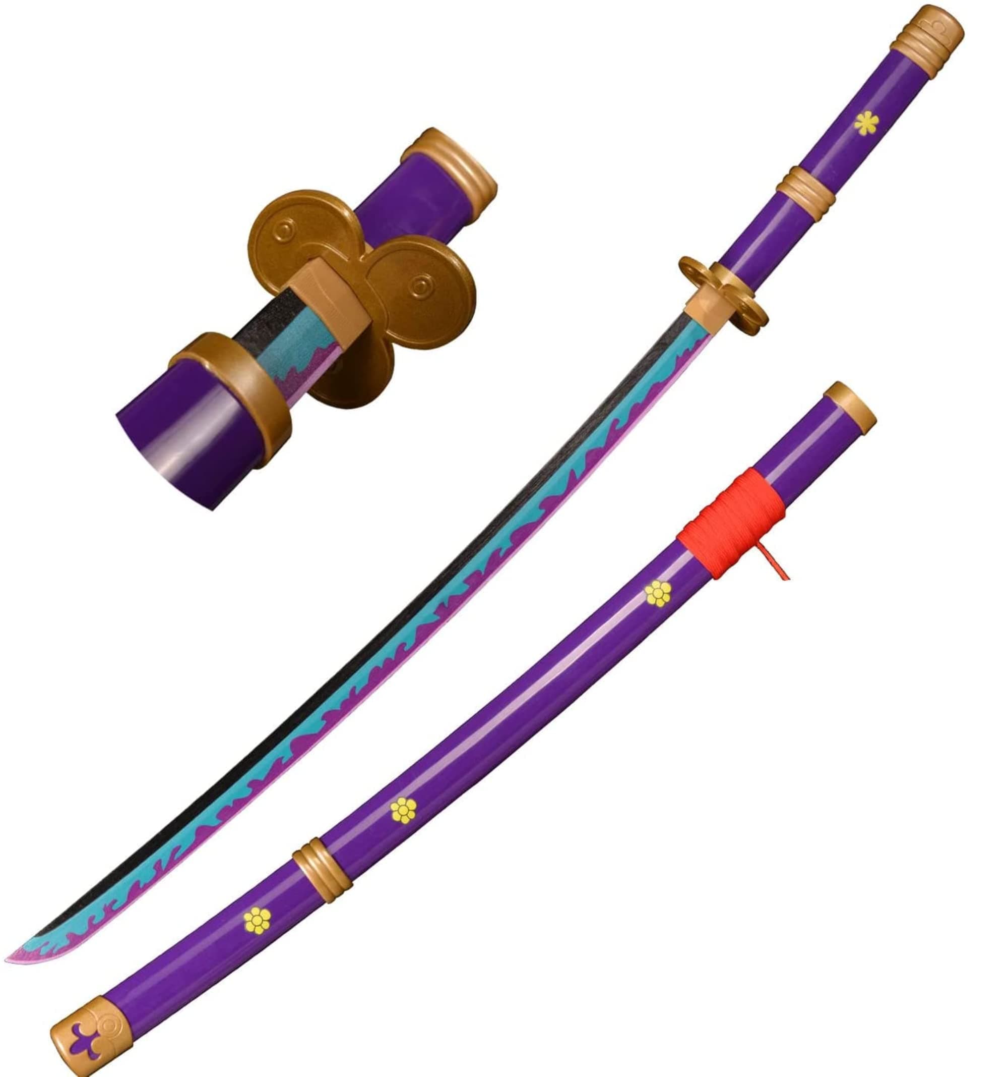 Fun Moment KOGUMA One Piece Roronoa Zoro Cosplay Wooden Yama Enma Swords Replica Props 103.5cm (Purple)