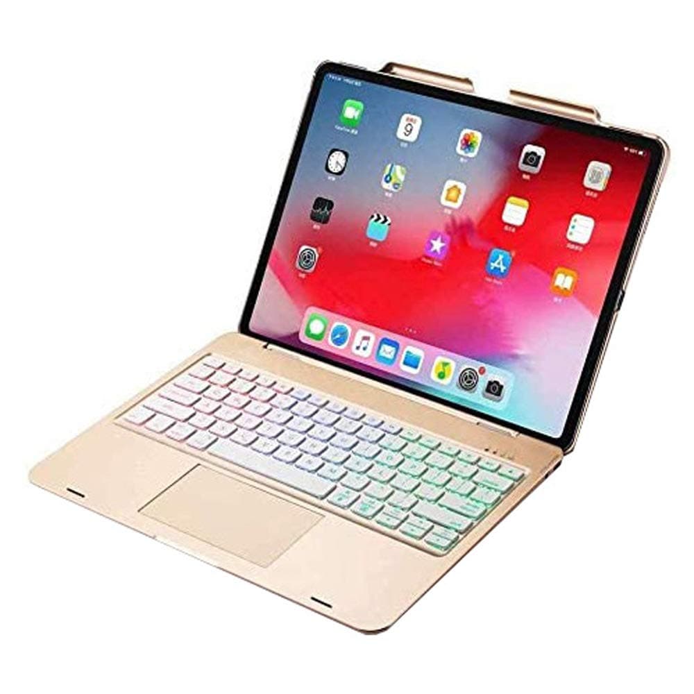 12.9 inch 2020 iPad Case Keyboard,Jennyfly 7 Color Backlit Bluetooth Keyboard with Mouse Touch Panel Smart Auto Sleep-Wake Wireless Keyboard Case with Pen Slot for 2020 4th Gen iPad 12.9 - Gold