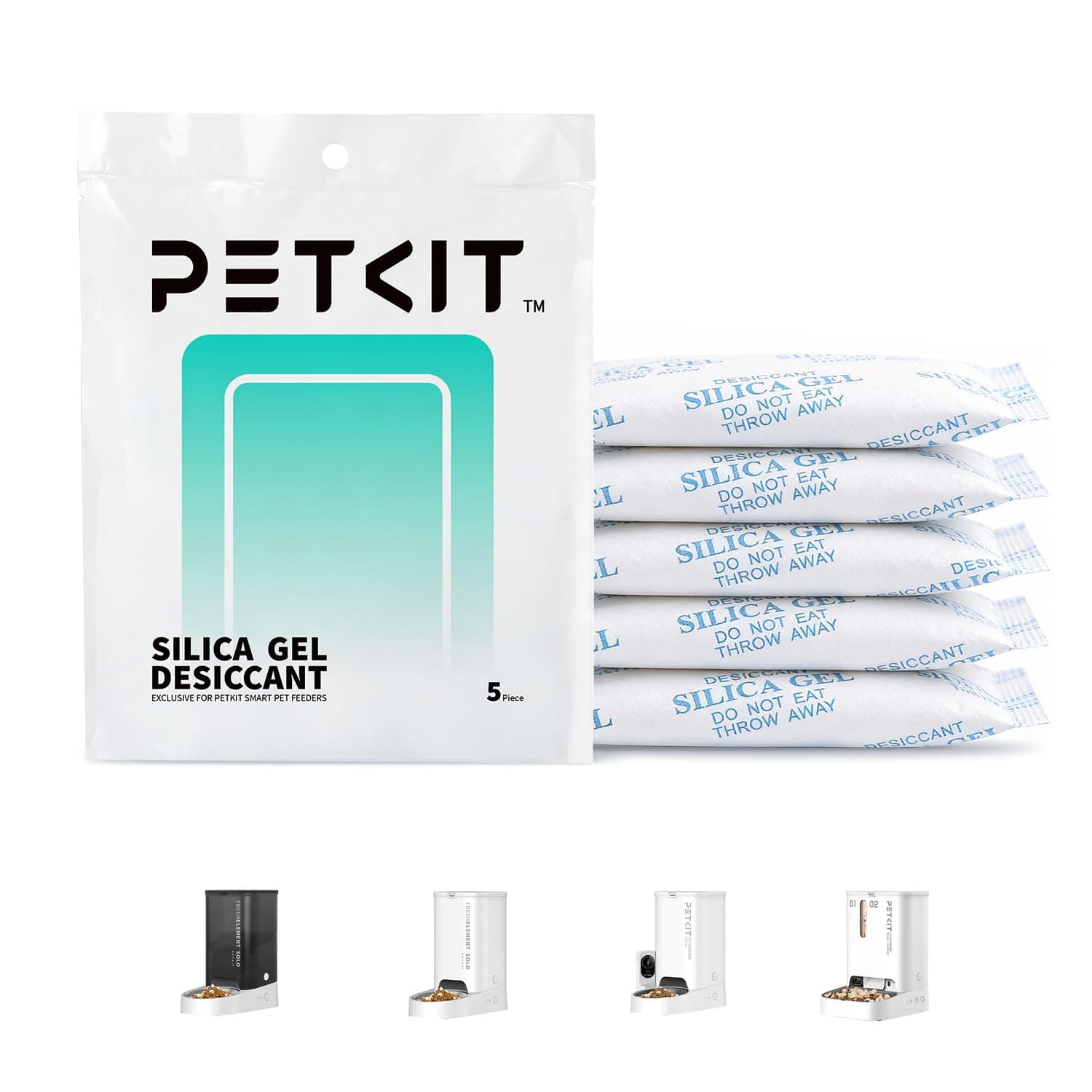 PETKIT Silica Gel Desiccant Sachets 30 Gram x 5 Packs for Smart Automatic Pet Feeders, Desiccant Replacement Bags for Cat Feeders to Keep Pet Food Dry and Fresh