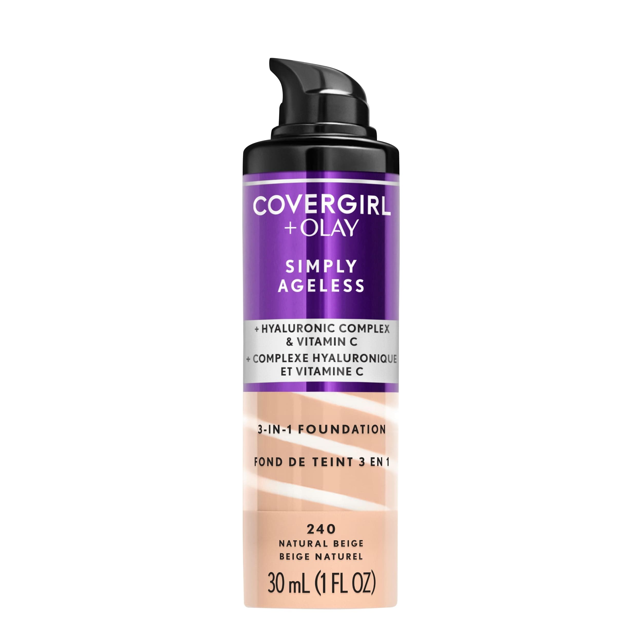 CoverGirl Outlast Stay Simply Ageless 3-in-1 Liquid Foundation - 240 Natural Beige, 1 oz.