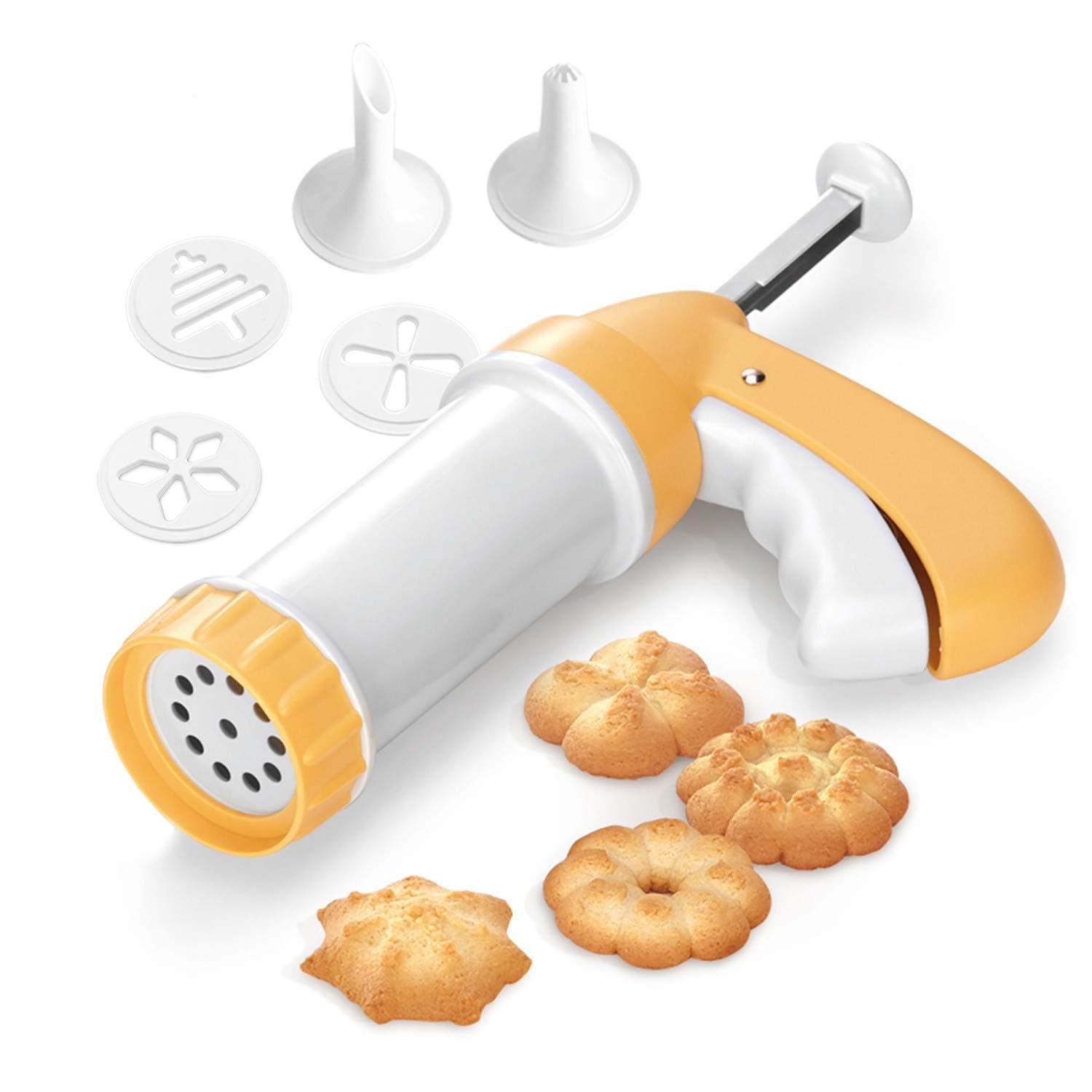 Cookie Press Biscuit Maker Cookie Presses Cheese Dessert Spritz Cookies Press with Disks and Icing Tips, Comfort Grip Cake Decorator Gun Kit