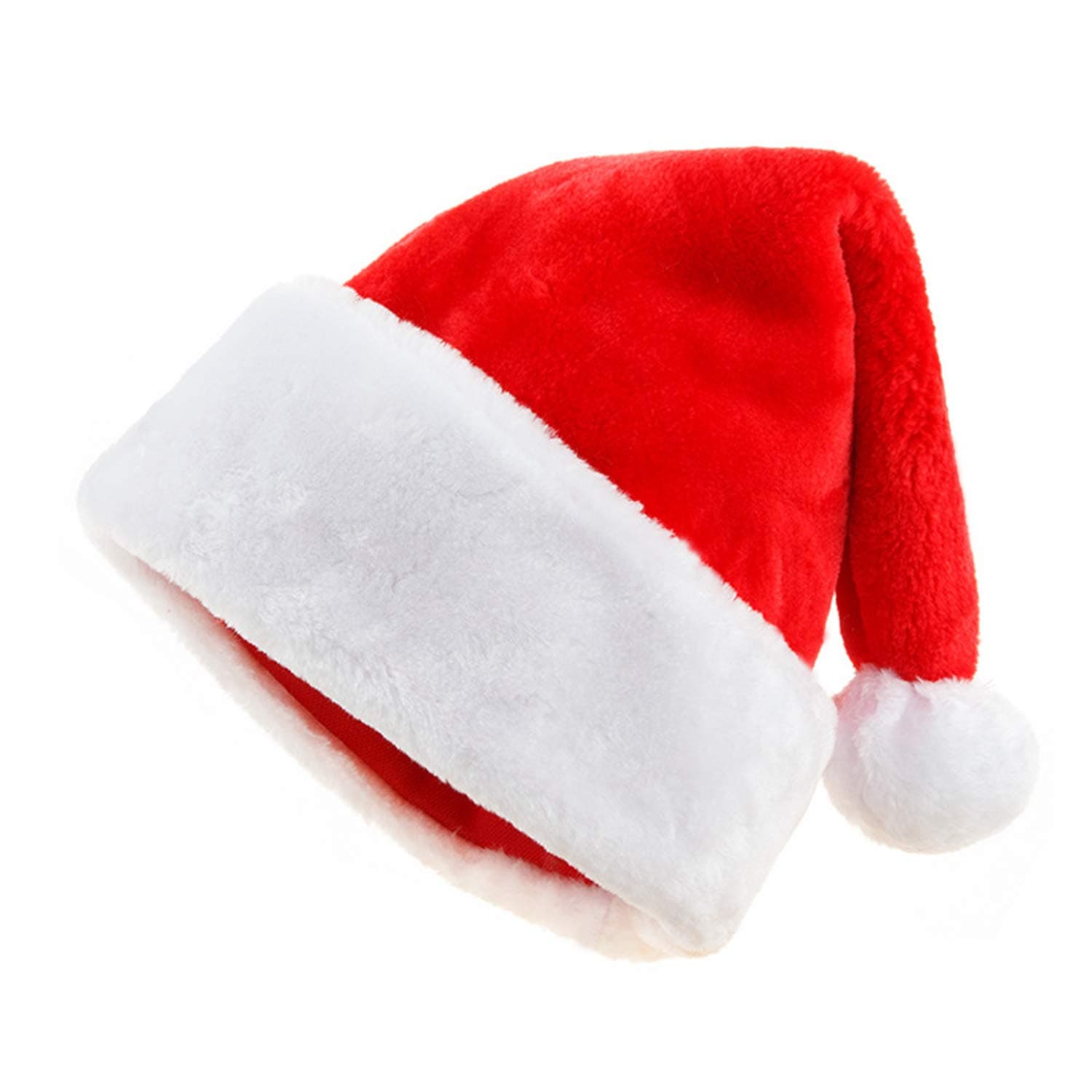 Woeau Unisex Soft Plush Velvet Santa Claus Hat with Red Father Extra Thicken Comfort Classic Fur