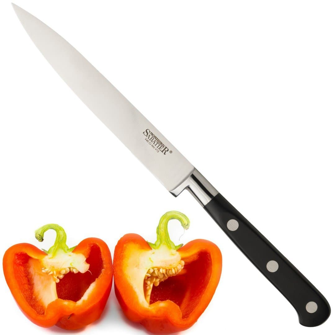 Sabatier Professional All Purpose Knife - 5in/12.5cm Full Tang Blade Forged from High Graded Taper Ground Stainless Steel, Triple Rivet Comfort Handle. Sharper for Longer