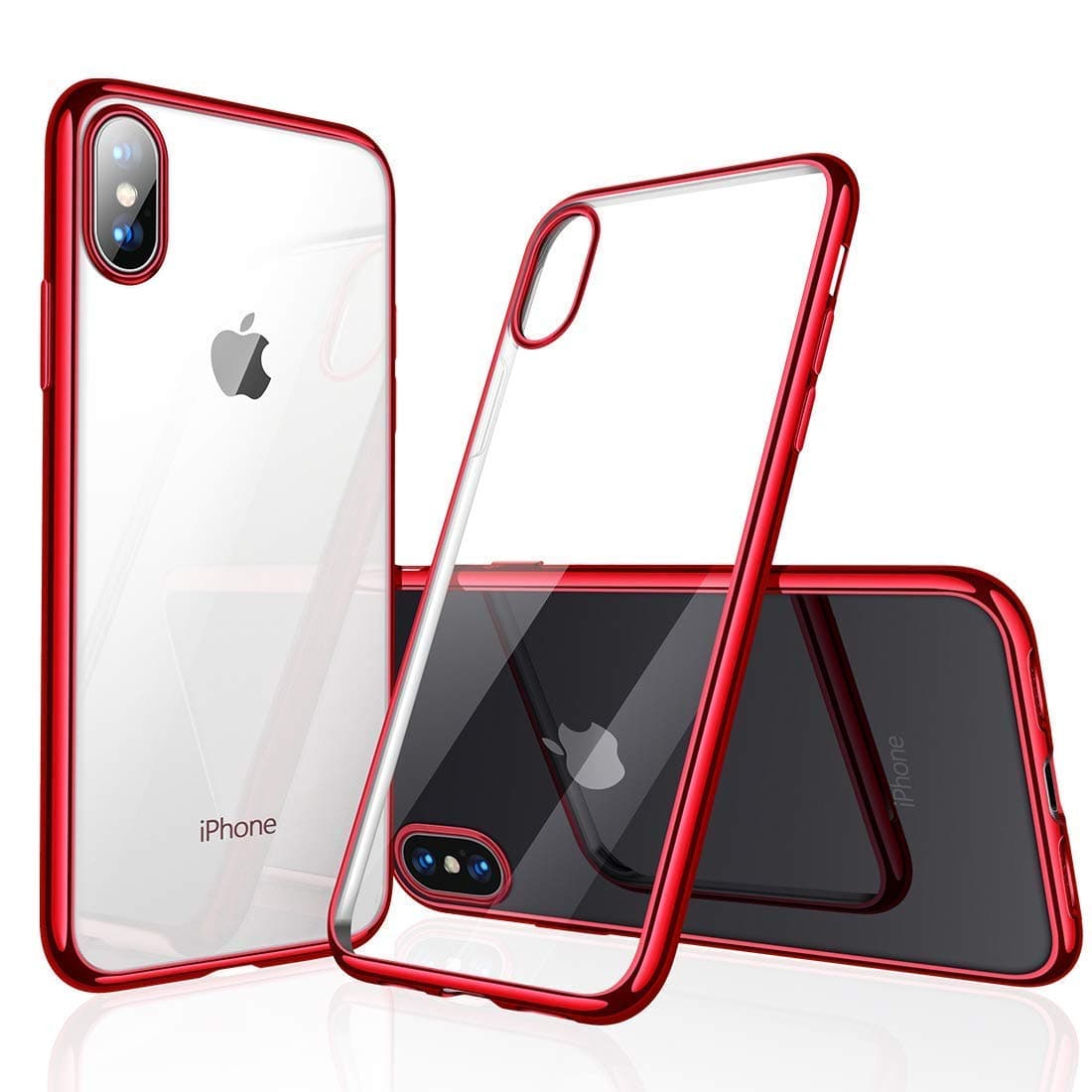 Humixx Color Life iPhone Xs/iPhone X Case,[Wireless Charging Support] Ultra Slim Soft TPU Crystal Clear Case with Electroplated Frame for iPhone Xs(2018)-Passion Red