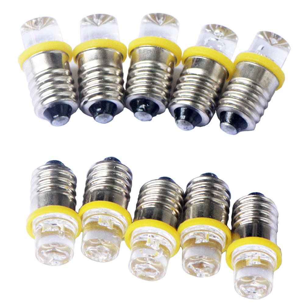 10pcs E10 Screw 3V Yellow Flood Light Led Bulb Flood Light Lamps +10pcs E10 Base (3V, Yellow)
