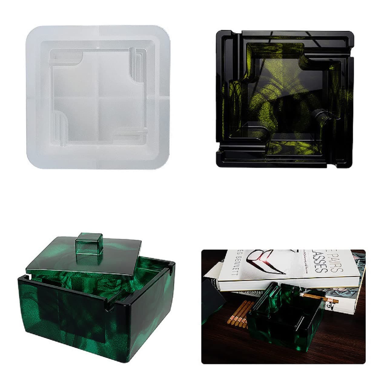 Yalulu Ashtrays Epoxy Resin Moulds, Ashtray Mould for Resin Casting, Tray Moulds, Silicone Moulds for Ashtray Jewelry Holder Home Decoration
