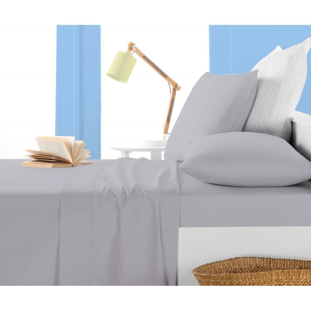 sPECIAL THINGs 1 Fitted Sheet and 2 Pillowcase Olympic Queen Size with 22" Deep Pocket in New Silver Grey color and Solid Pattern 100% Egyptian Cotton { 400 Thread Count }