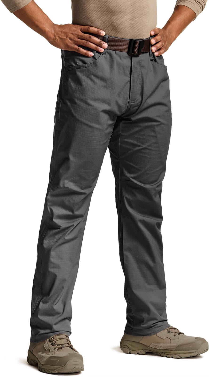 CQR Men's Flex Stretch Tactical Pants, Water Resistant Ripstop Cargo Pants, Lightweight EDC Outdoor Work Hiking Pants