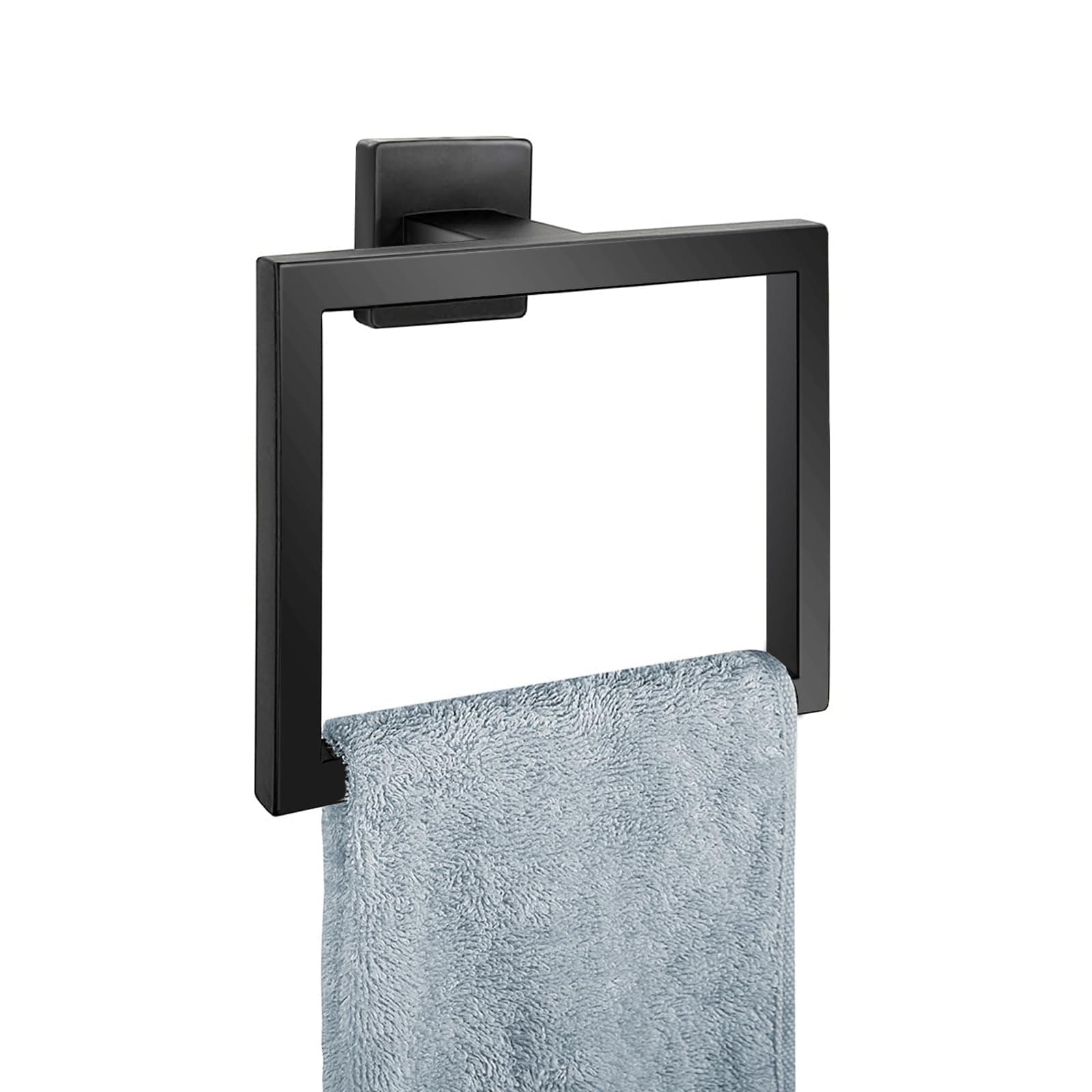 Matte Black Towel Ring,Square Hand Towel Holder,Towel Hanger, Bathroom Hardware Accessories,SUS 304 Stainless Steel Wall-Mounted