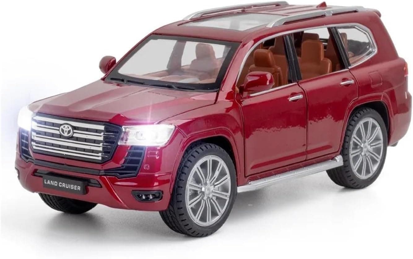 VBE Compatible for 1:24 Land Cruiser Lc300 Toy Car Model, Diecast Collectible Pull Back Model Car with Sound and Light, Toy Gift Vehicles for Adults Kids Boys Girls?Red?