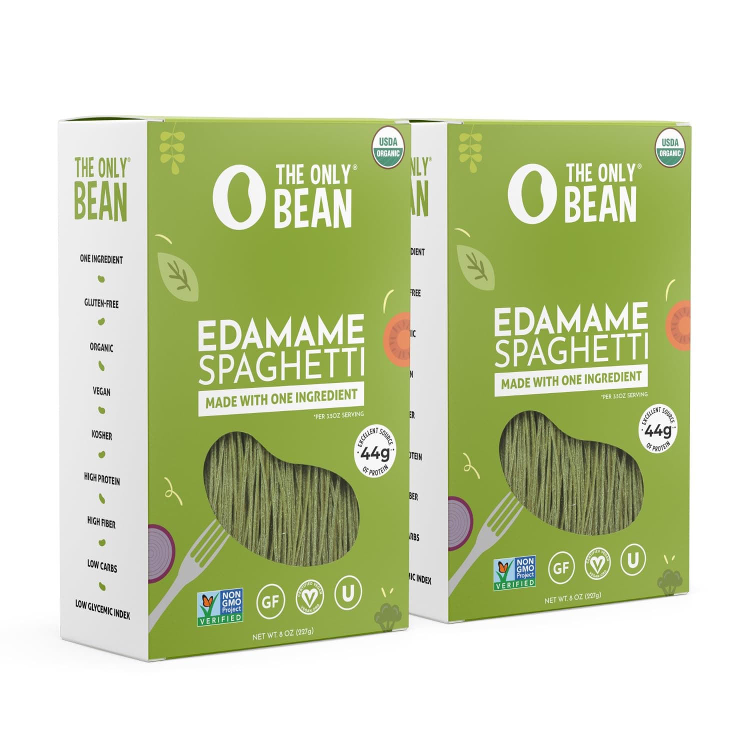 High Protein Pasta Edamame Spaghetti Noodles - Gluten Free Pasta, Low Carb Pasta Organic, Keto, Low Carb Noodles, Protein Noodles, Healthy, Certified USDA Organic, 8oz (Pack of 2)