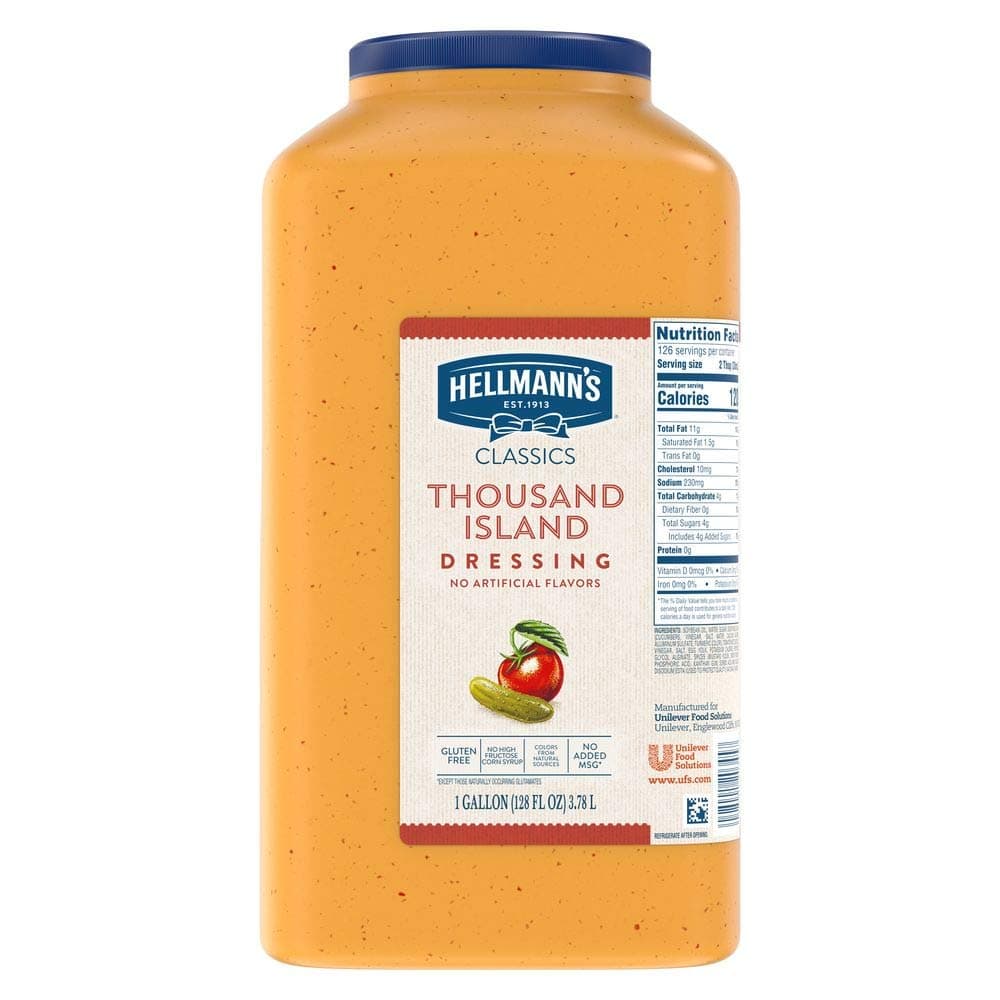 Hellmann's Classics Thousand Island Salad Dressing Jug Gluten Free, No Artificial Flavors, added MSG or High Fructose Corn Syrup, Colors from Natural Sources, 1 gallon (Pack of 1)
