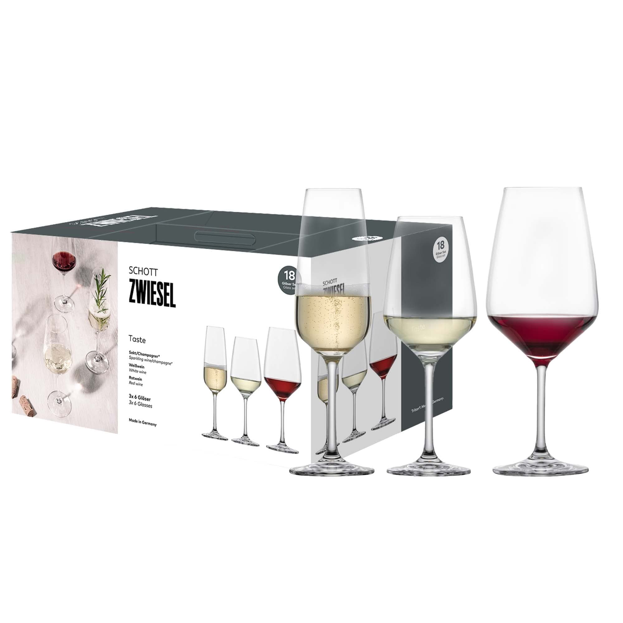 Schott Zwiesel Premium Box 18-Piece Set from The Taste Collection, Made of Glass, Dishwasher-Safe, 121868