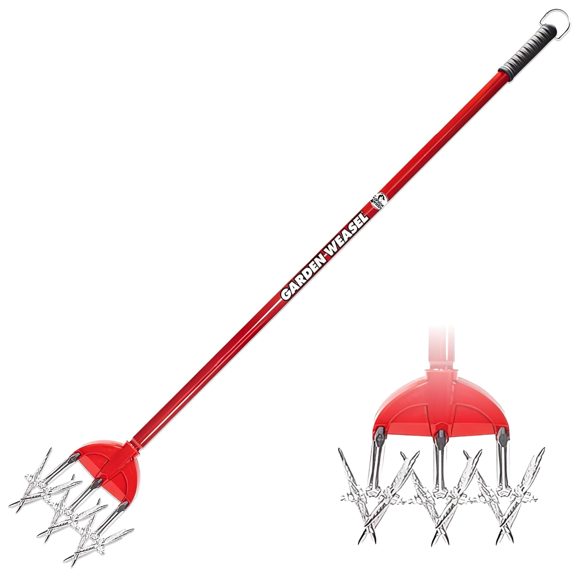 Rotary Cultivator with Detachable Tines - Long Handle | Aerate, Weed, Cultivate, Plant, Reseed | Lawn Reseeding Garden Tool, Garden Soil Loosener | 90206