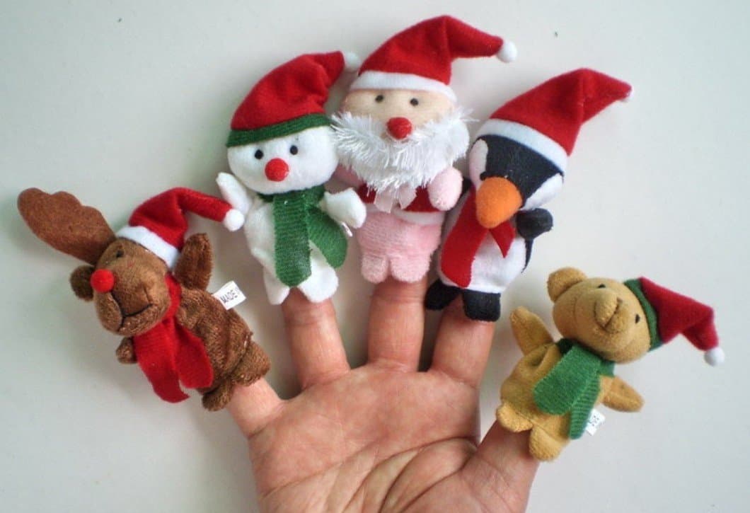 KiraToys5x Christmas Finger Puppets. 5 styles per set: Reindeer, Snowman, Santa, Penguin and Teddy Bear