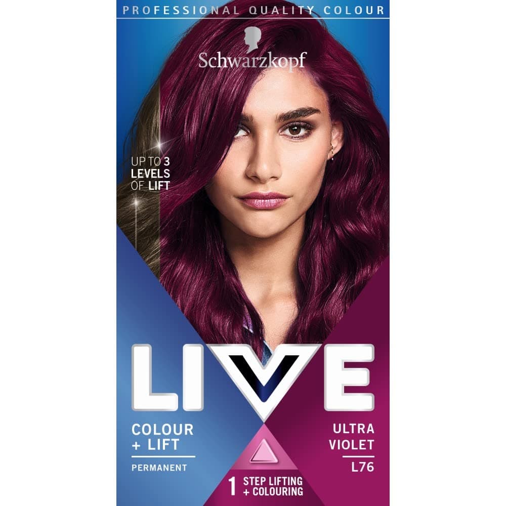 Schwarzkopf LIVE Colour + Lift Ultra Violet Permanent Hair Dye L76, Vibrant P...