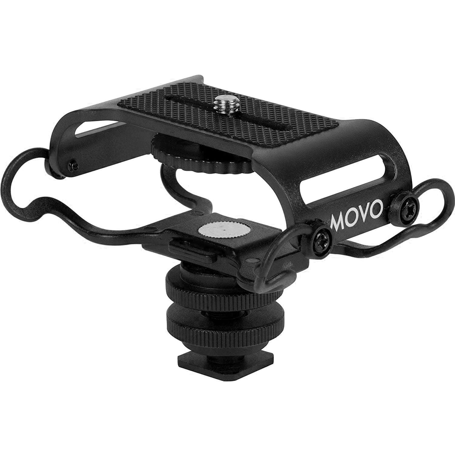 Movo SMM5-B Universal Microphone and Portable Recorder Shock Mount - Fits the Zoom H4n, H5, H6, Tascam DR-40, DR-05, DR-07 with Quarter-inch Mounting Screw (Black)