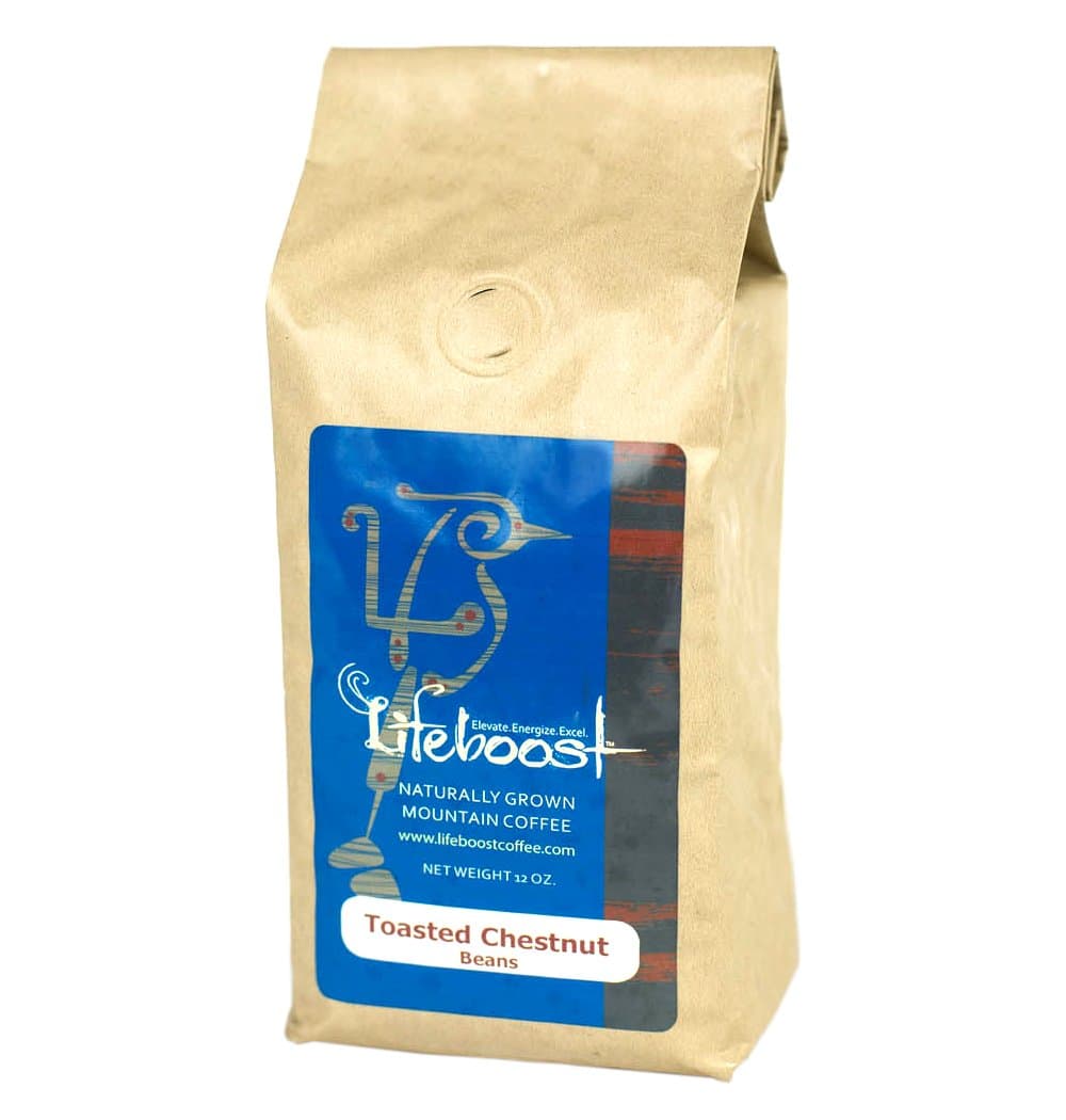 Toasted Chestnut Coffee Beans By LifeBoost - Single Origin Organic Fair Trade 12 oz Whole Bean Toasted Chestnut Roast Coffee