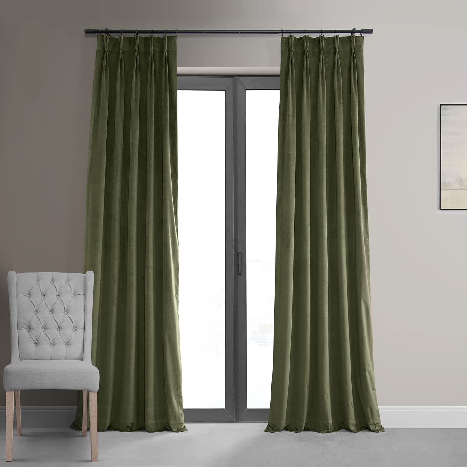 HPD Half Price DrapesVelvet Blackout Curtains/Drapes - 120 Inches Long 1 Panel Blackout Curtain Signature Pleated for Living Room & Bedroom - 25W X 120L, Hunter Green