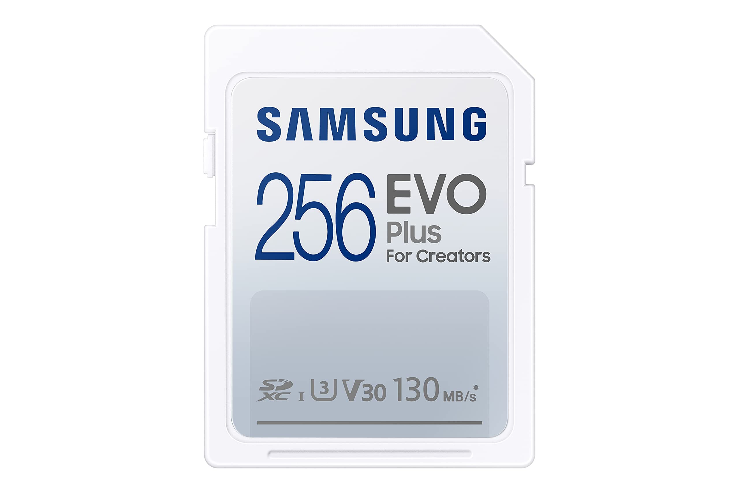 Samsung EVO Plus Full Size 256GB SDXC Card 130MB/s Full HD & 4K UHD, UHS-I, U3, V30 (MB-SC256K/AM)