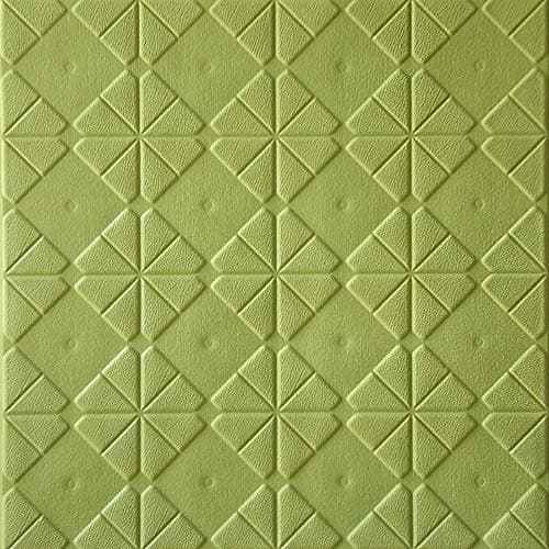 YANGMAN 3D Wall Stickers Foam Waterproof Moist-Proof Sound Insulated Wall Panel Self-Adhesive Wallpaper for Living Room Bedroom Sofa TV Background Decor,70x70cm,Green,30pack158.1sq.ft