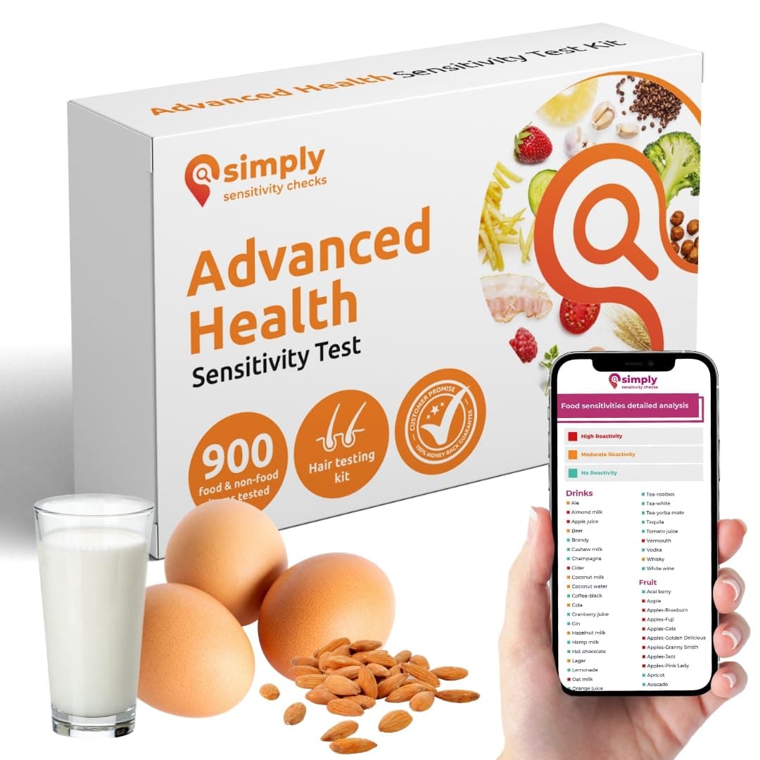 Simply Sensitivity Checks 900+ Items Food Sensitivity Test Kit for Adults – Foods & Non-Foods, Including Lactose, Gluten, Vitamins, Minerals, Gut Health & More – at-Home Food Intolerance Test Kit