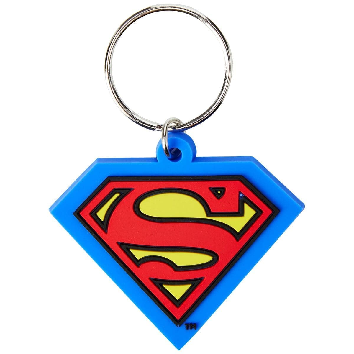 Pyramid International Superman-Shield Rubber Keychain, Metal, Blue, Red and Yellow, 4 x 6 x 1.3 cm