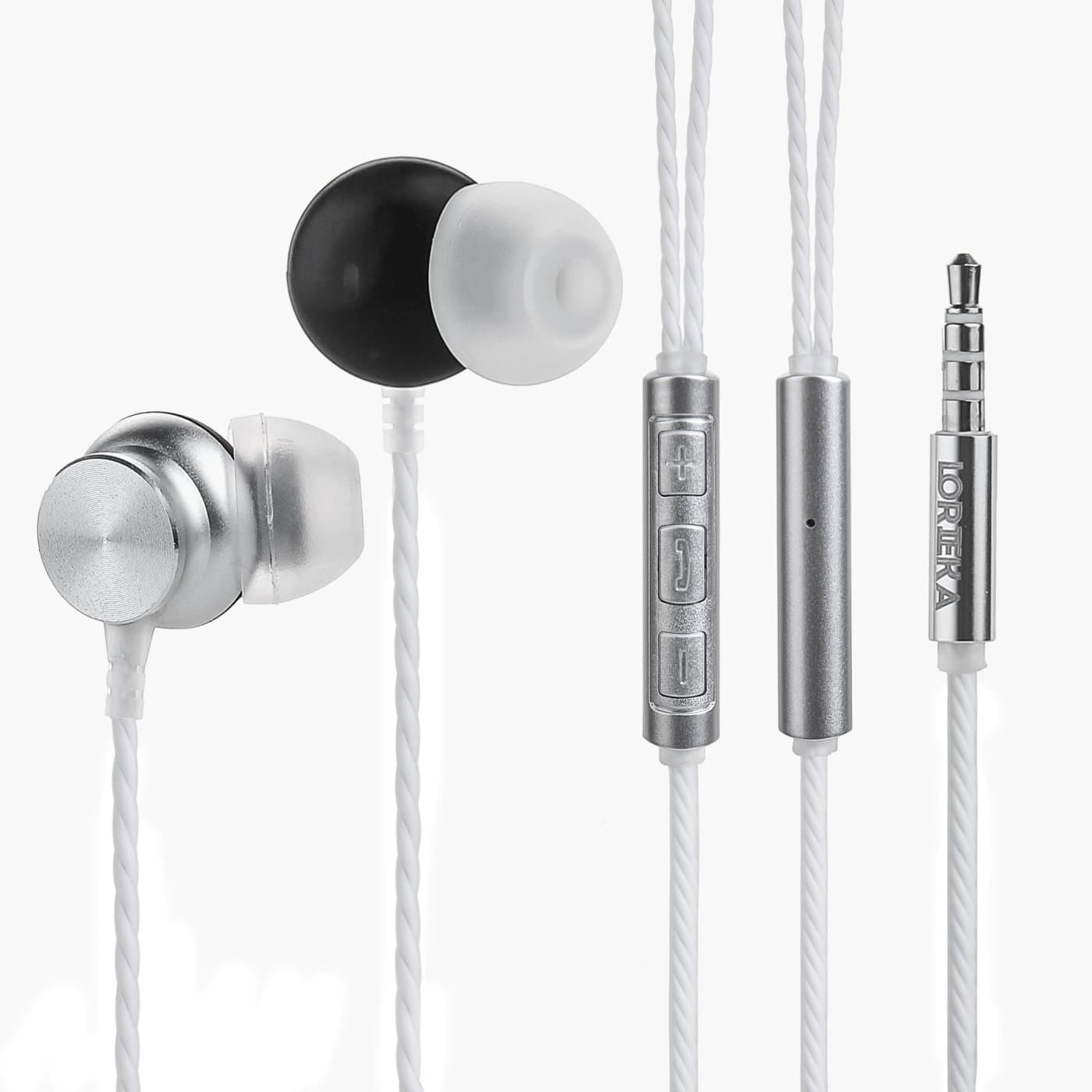 Noise Isolating HD Stereo In-ear Earphones with Mic - Silver