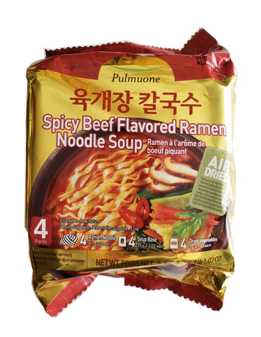 Pulmuone Spicy Beef Flavored ramen Noodle Soup 4 Packs