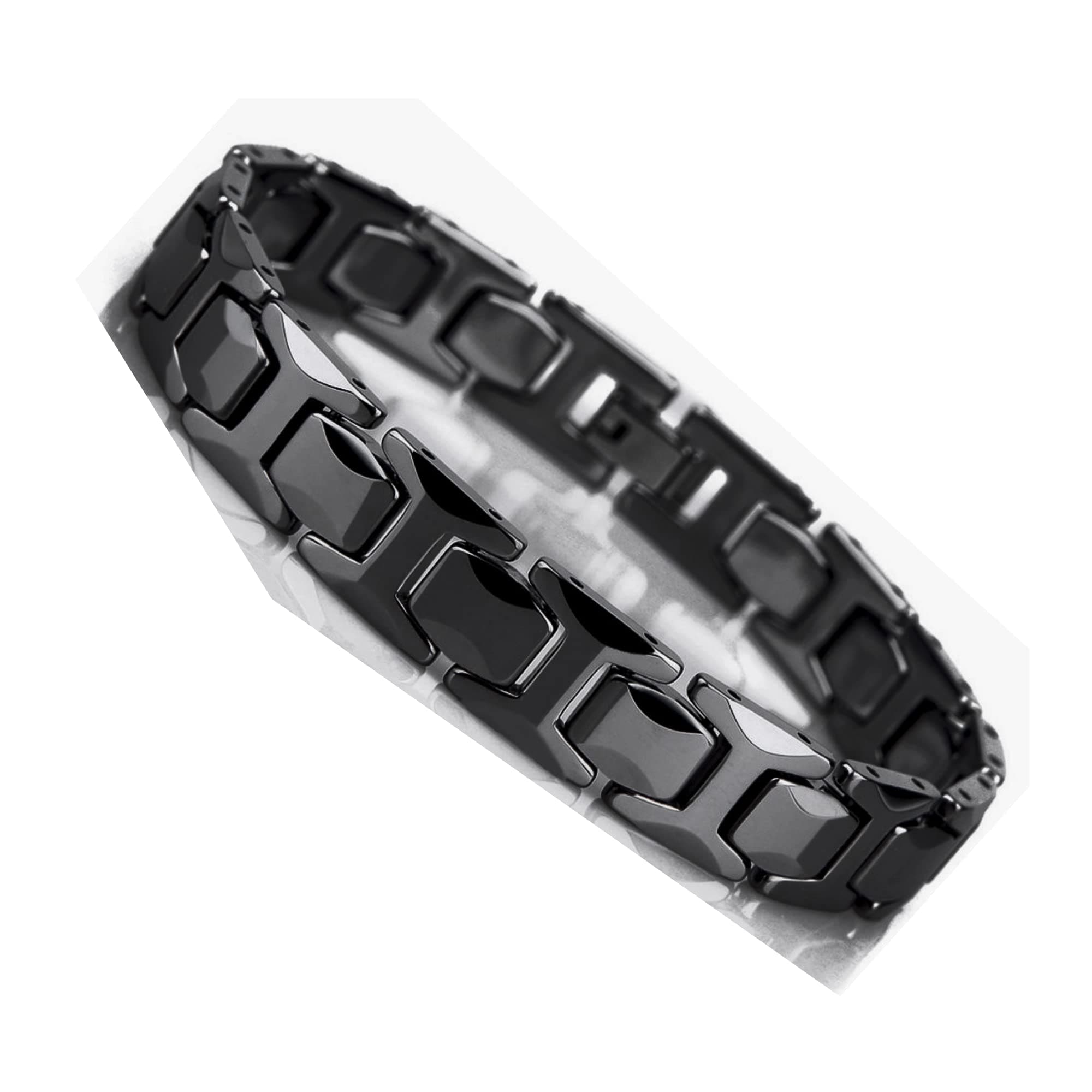 Men’s Solid Tungsten Pyramid Bracelet Collection – Polished Finish, 8.3" Length, 11 mm Width, Black & Silver Variations, Gift Box